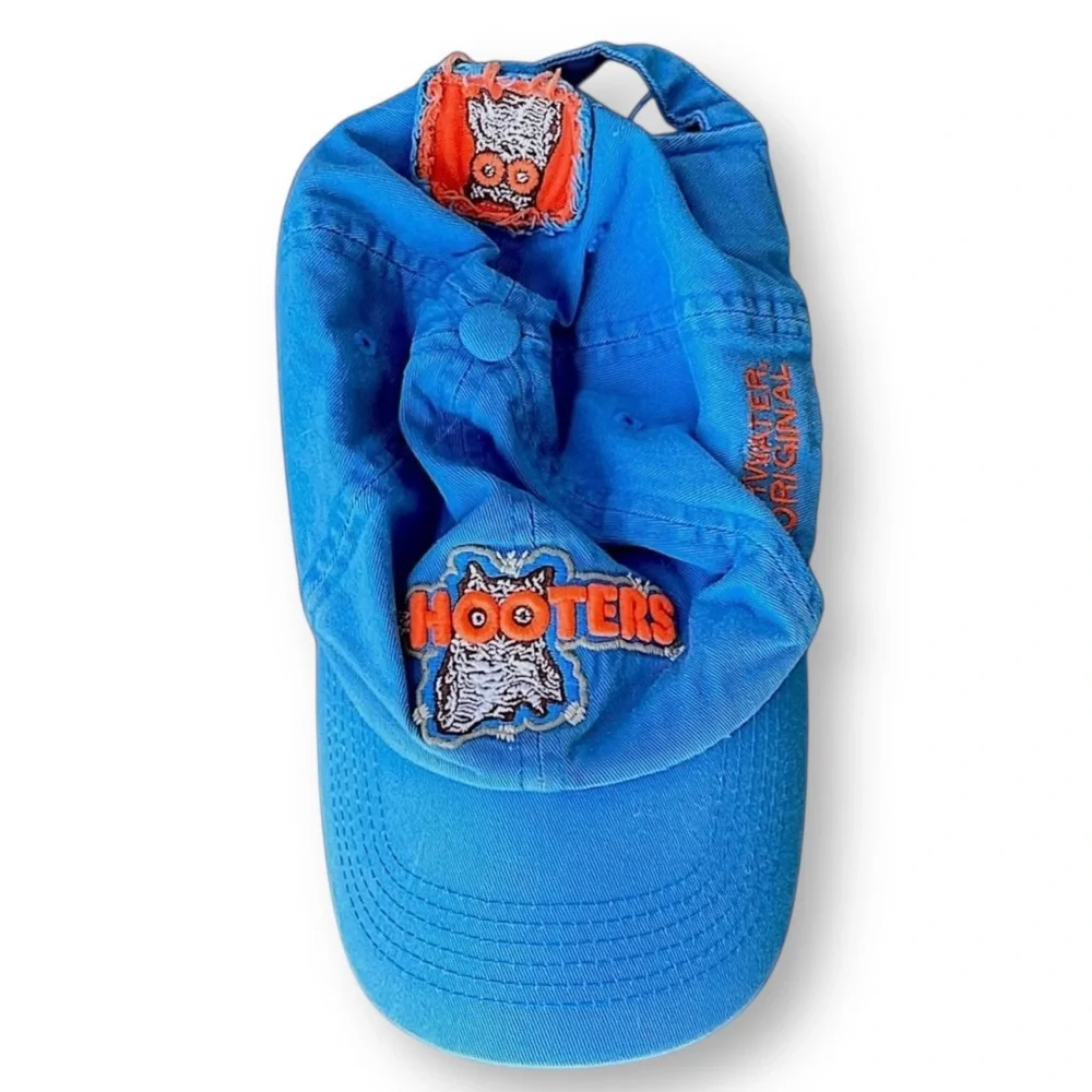 Hooters Bright Blue Cap with Orange Logo Patch